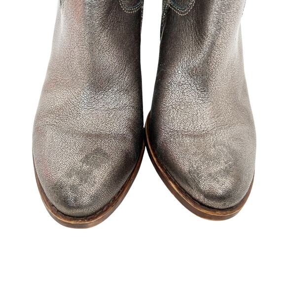 Lucky Brand Bronze Metallic Leather Booties Sz 7 - Picture 5 of 11
